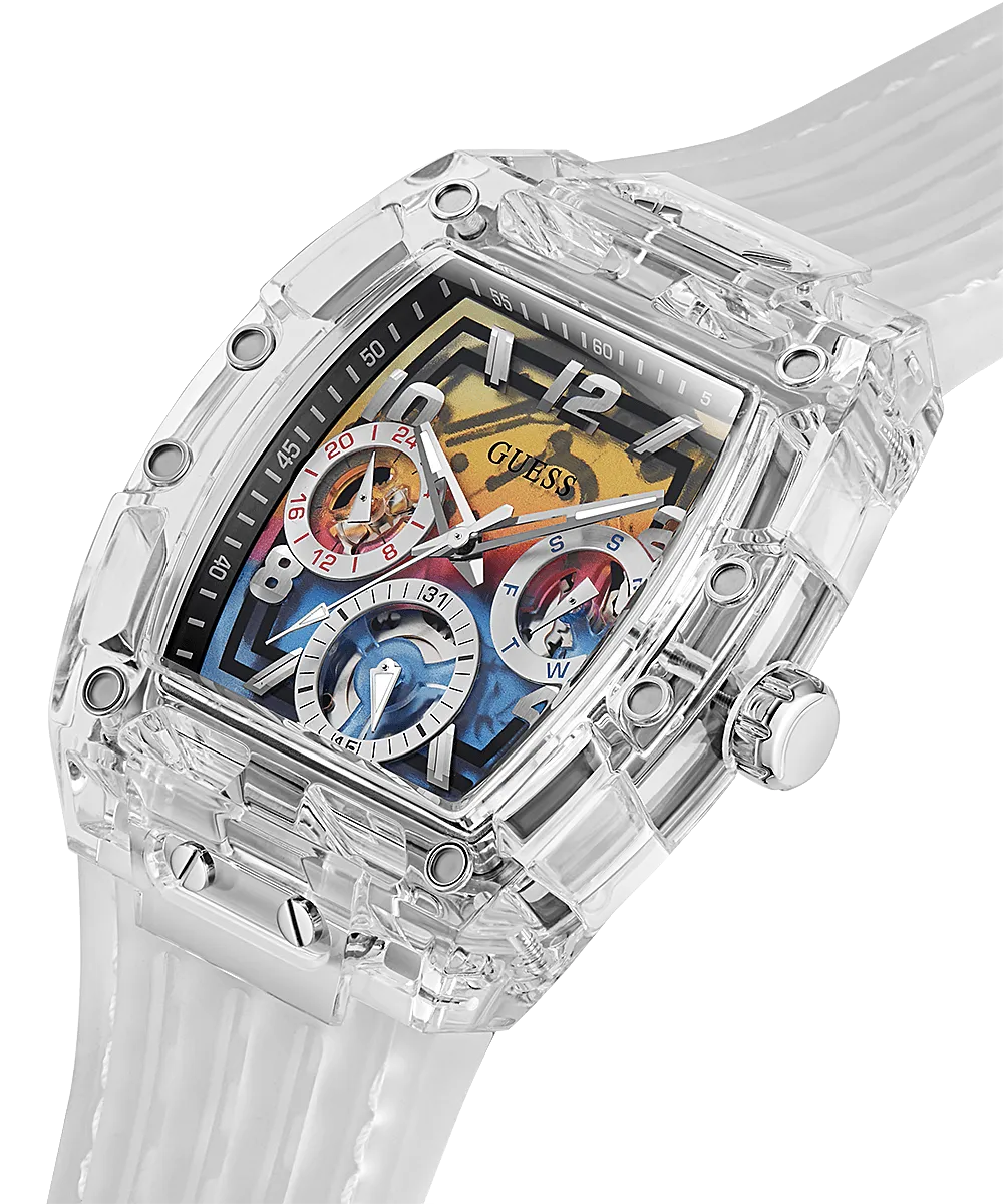 Guess Clear Case Silicone Strap Men's Watch GW0499G3