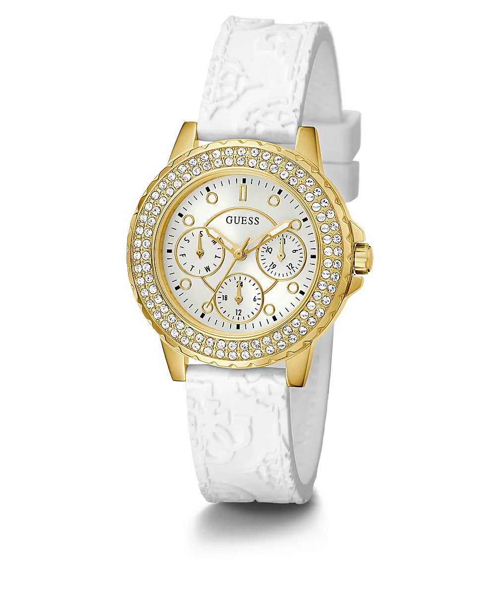 Guess Crown Jewel White Silicone Strap Women's Watch GW0411L1