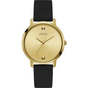 Guess Nova Black Silicone Strap Gold Dial Quartz Watch for Ladies - GW0004L1
