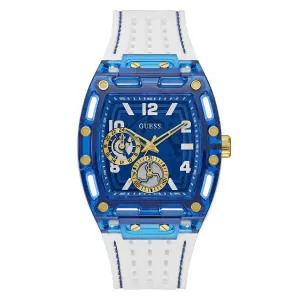 Guess Phoenix White Silicone Strap Blue Dial Quartz Watch for Gents - GW0499G6