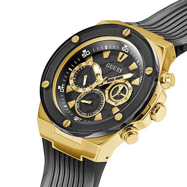 Guess Poseidon Transparent Grey Silicone Strap Black Dial Chronograph Quartz Watch for Gents - GW0425G1