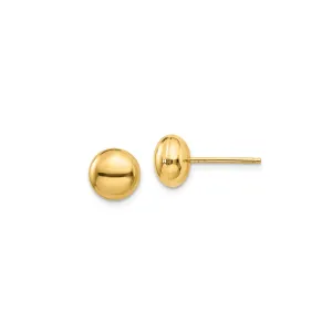 H1022 14KT Gold Button Stud Earrings, 8mm