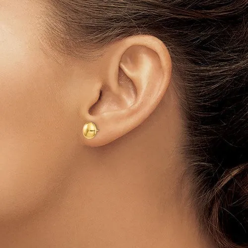 H1022 14KT Gold Button Stud Earrings, 8mm