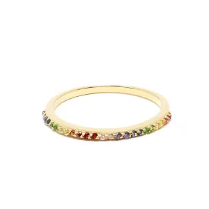 Half Eternity Pave Rainbow Band Ring - Gold