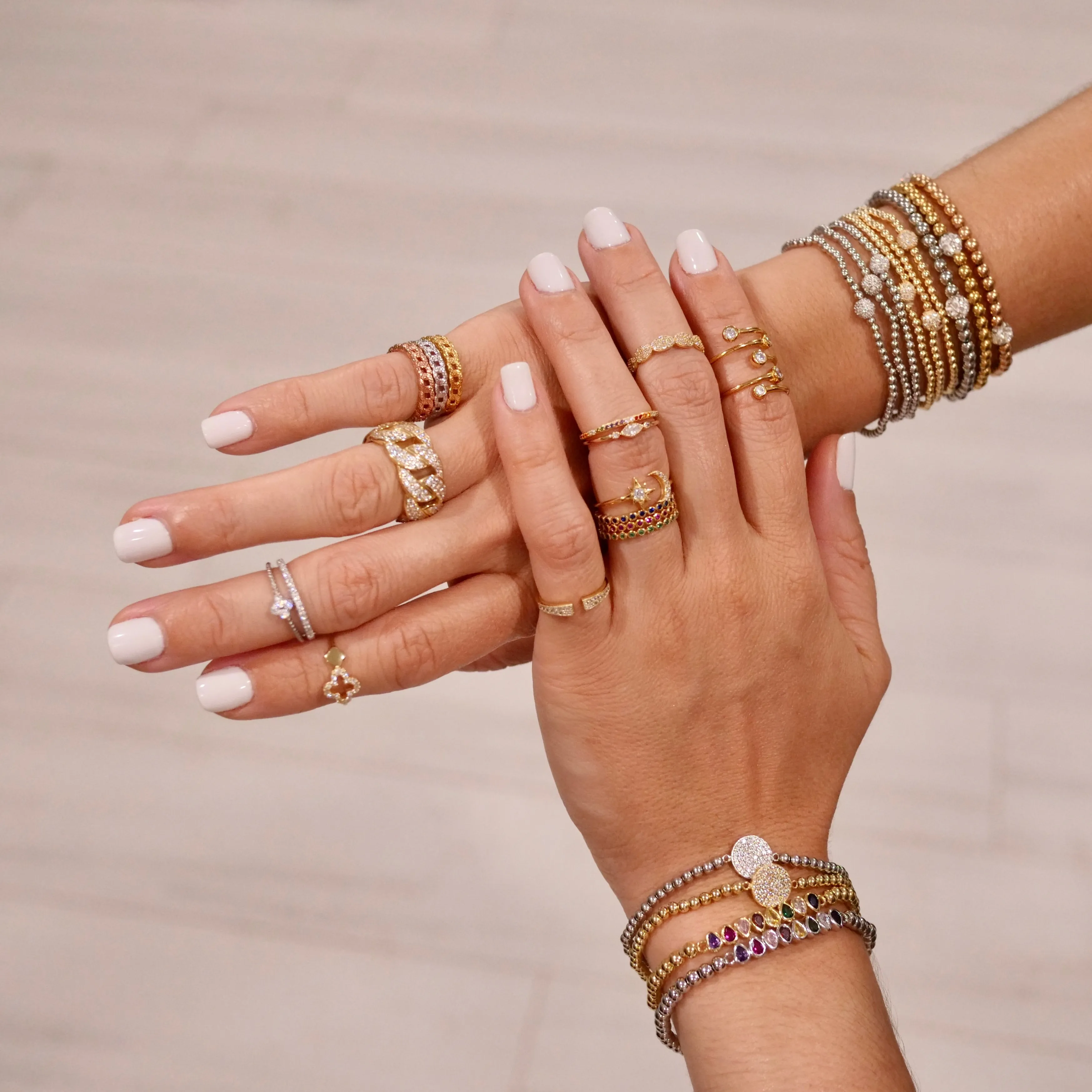 Half Eternity Pave Rainbow Band Ring - Gold