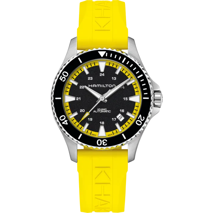 Hamilton Dress the Khaki Navy Scuba Auto in Summer Yellow H82395332