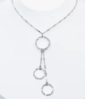 Hammered Circle Double Drop Necklace (SN13)