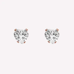 HEART RHINESTONE STUD CLIP-ON EARRINGS IN ROSE GOLD