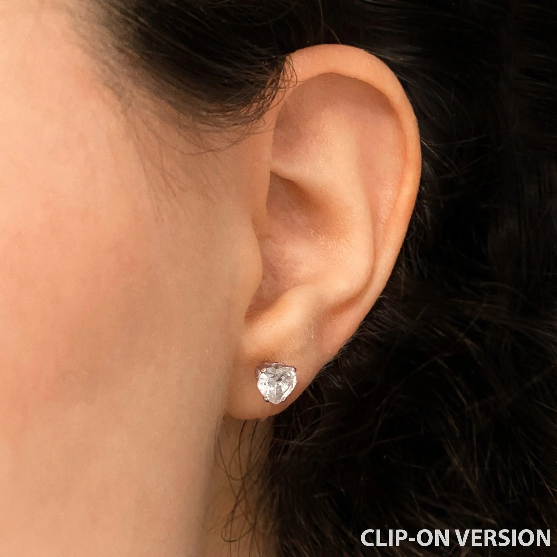 HEART RHINESTONE STUD CLIP-ON EARRINGS IN ROSE GOLD