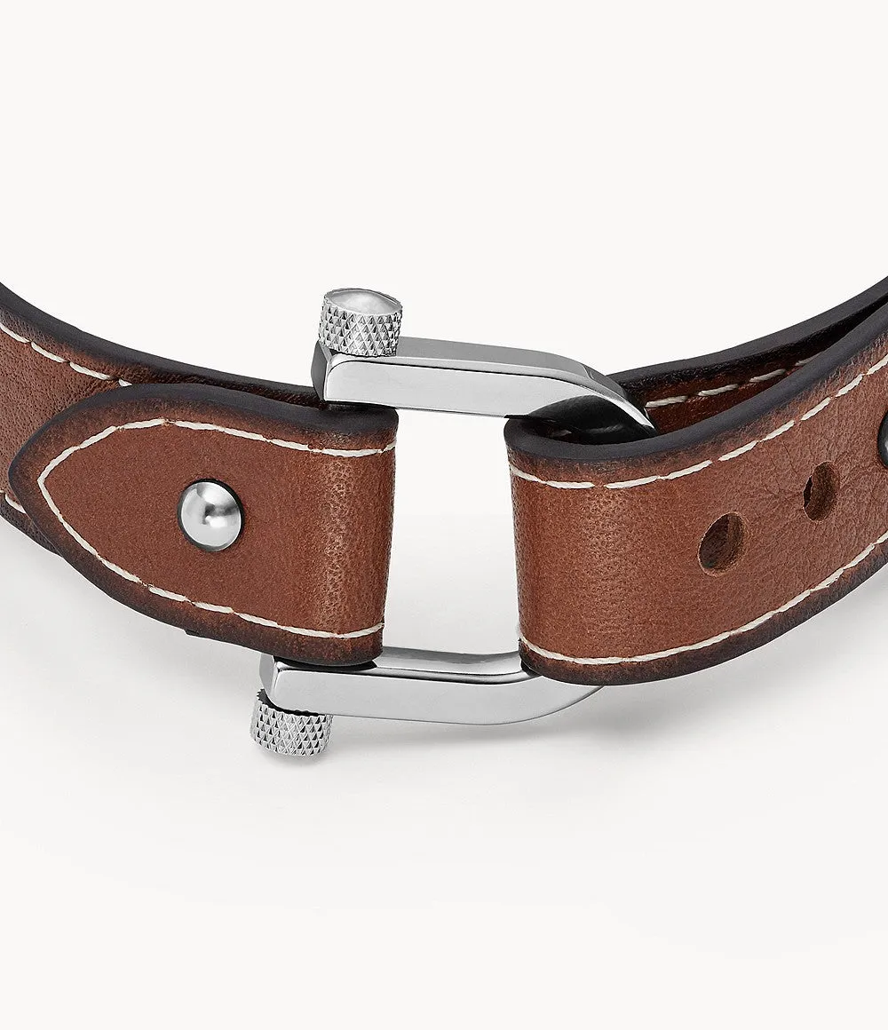 Heritage D-Link Medium Brown Leather Strap Bracelet