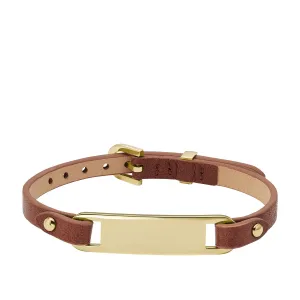 Heritage Plaque Brown Leather Strap Bracelet