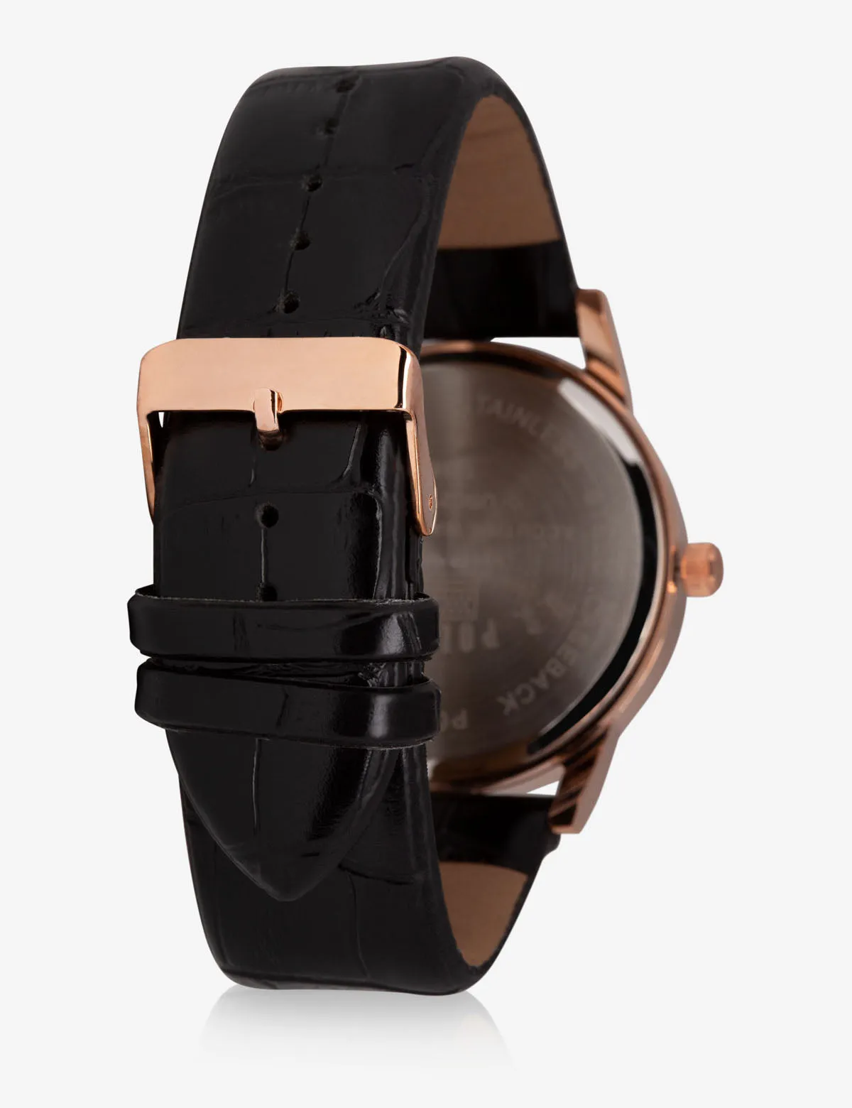 HIS & HERS ROSE GOLD FAUX CROC STRAP WATCH SET