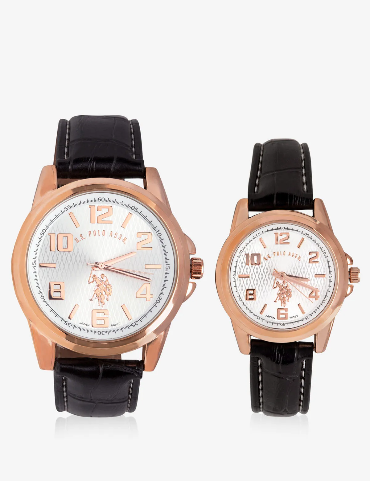 HIS & HERS ROSE GOLD FAUX CROC STRAP WATCH SET