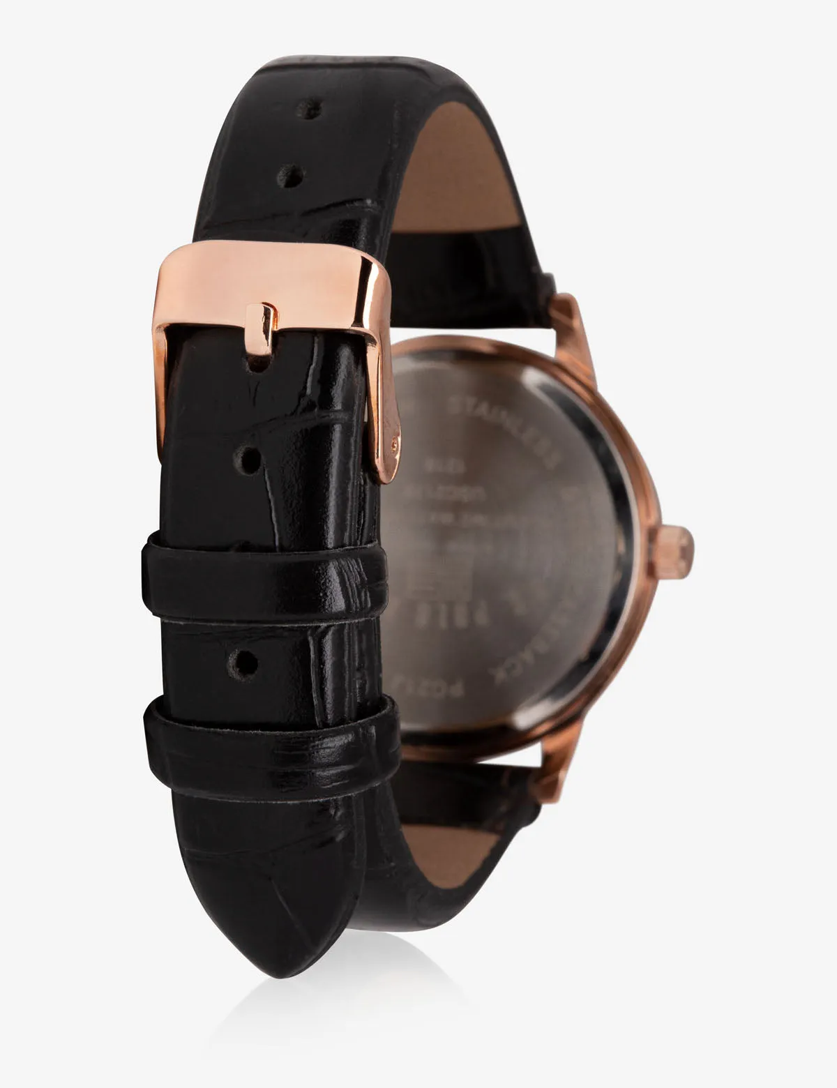 HIS & HERS ROSE GOLD FAUX CROC STRAP WATCH SET