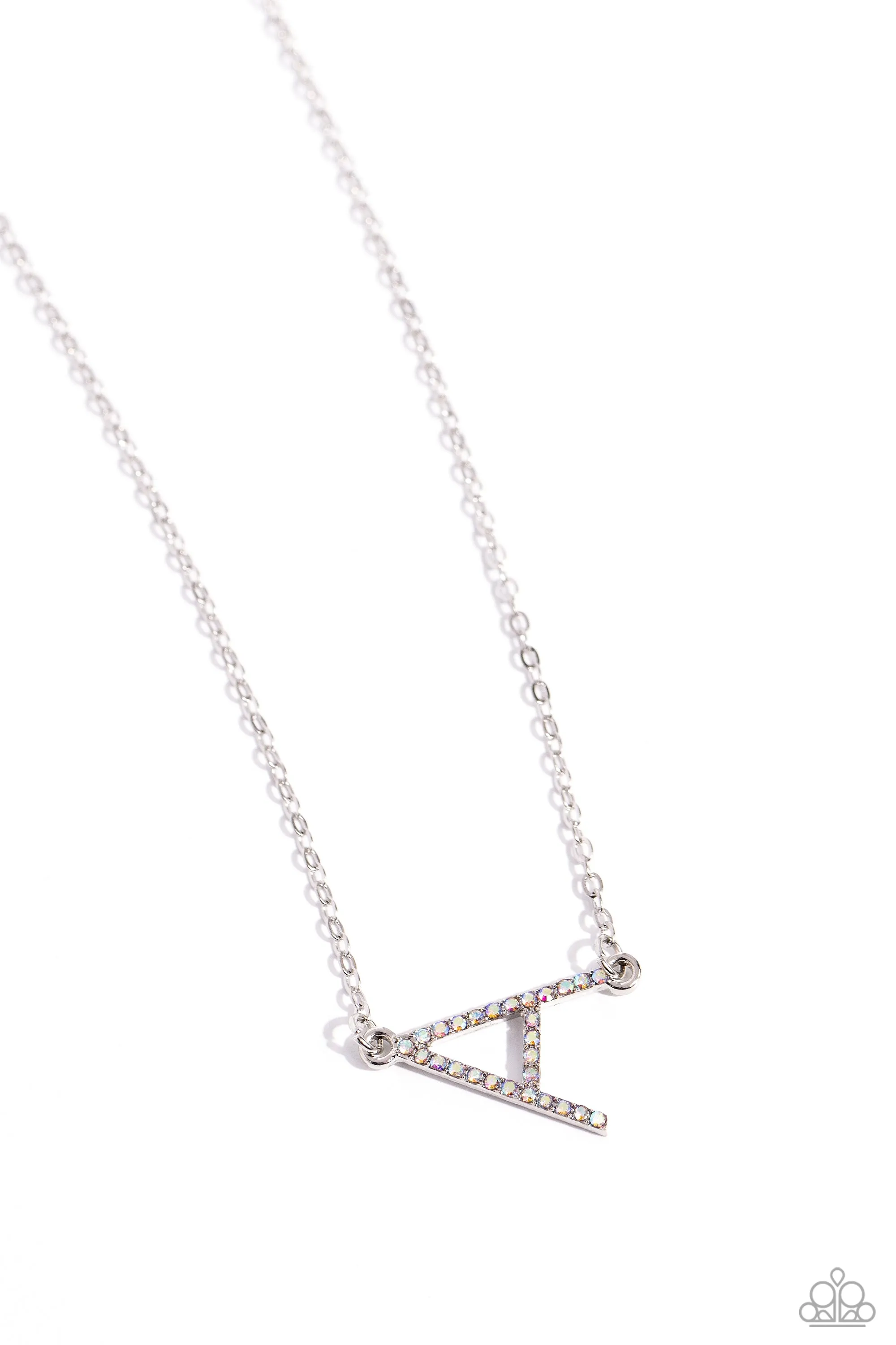 INITIALLY Yours - A - Multi Iridescent Rhinestone Letter Paparazzi Short Necklace