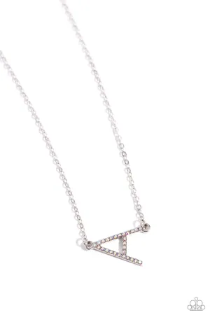 INITIALLY Yours - A - Multi Iridescent Rhinestone Letter Paparazzi Short Necklace
