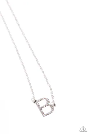 INITIALLY Yours - B - Multi Iridescent Rhinestone Letter Paparazzi Short Necklace