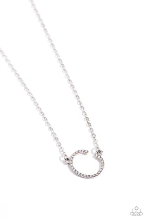 INITIALLY Yours - C - Multi Iridescent Rhinestone Letter Paparazzi Short Necklace