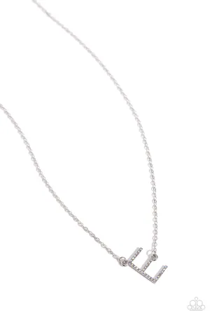 INITIALLY Yours - E - Multi Iridescent Rhinestone Letter Paparazzi Short Necklace