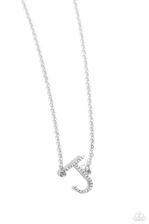 INITIALLY Yours - J - Multi Iridescent Rhinestone Letter Paparazzi Short Necklace