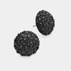 Jet Black Dome Stud Earrings | 158455