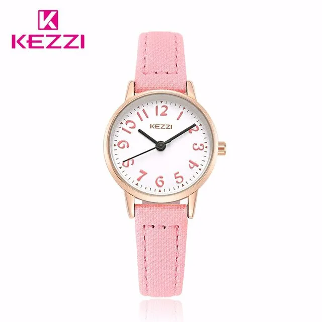 KEZZI Brand Watches Fashion Models Female Students Casual Quartz Wrist Watch Fabric Strap Arabic Numerals Dial Girl Wristwatches
