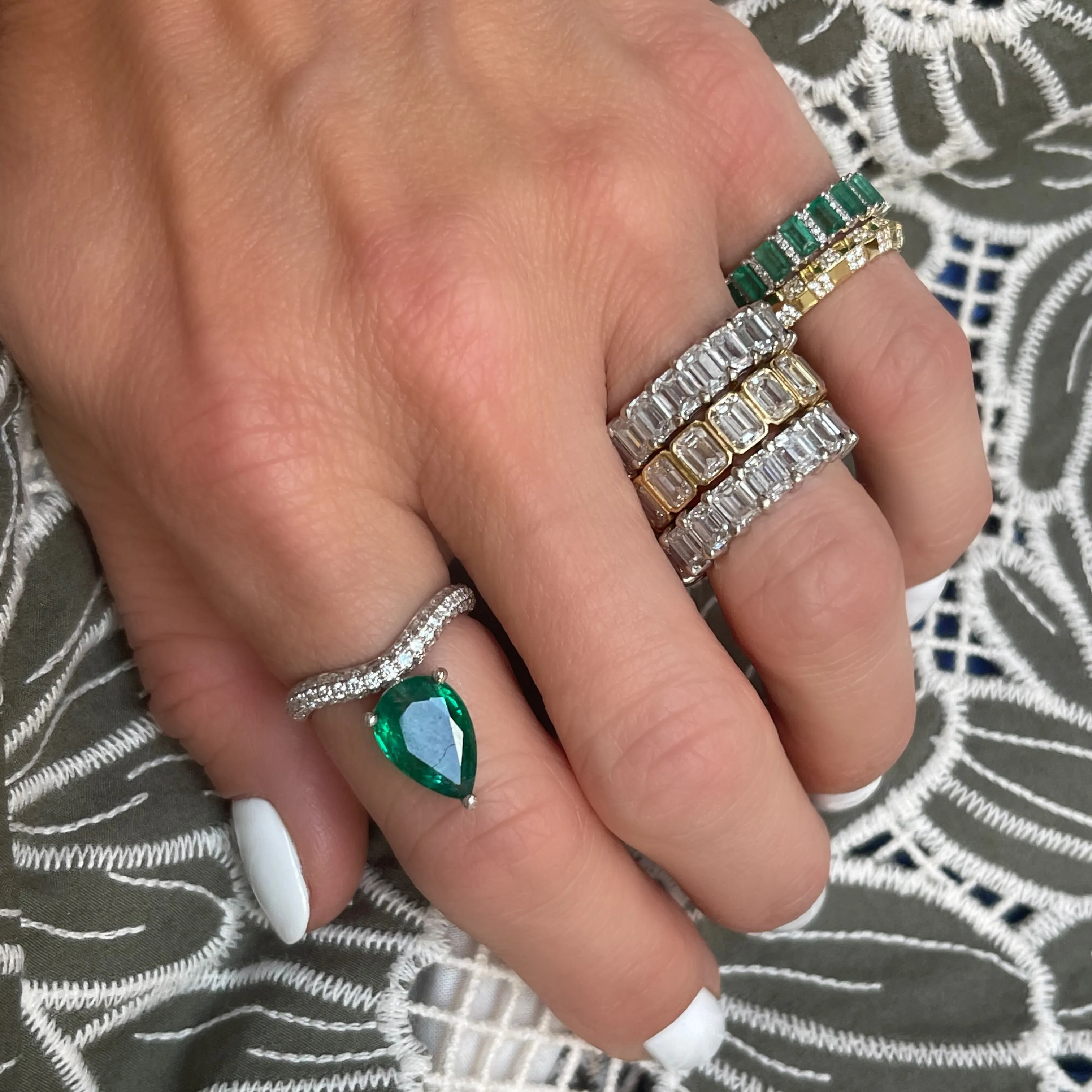Lab Grown Emerald Cut Diamond Eternity Band