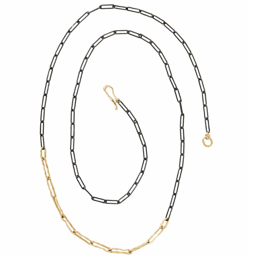 Ladder Sterling Silver and Bronze Chain Necklace