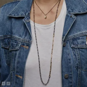 Ladder Sterling Silver and Bronze Chain Necklace