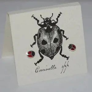 Ladybug Enamel Earrings in Sterling Silver