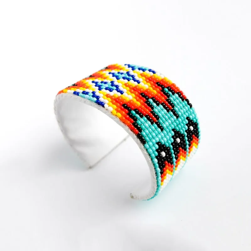 Large Aqua Navajo Beaded Bracelet
