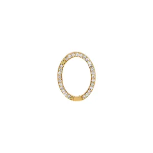 Large Diamond Pave Oval Charm Connector Clasp 14K