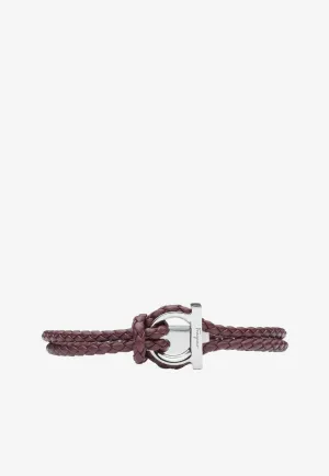 Large Gancini Braided Bracelet in Calf Leather