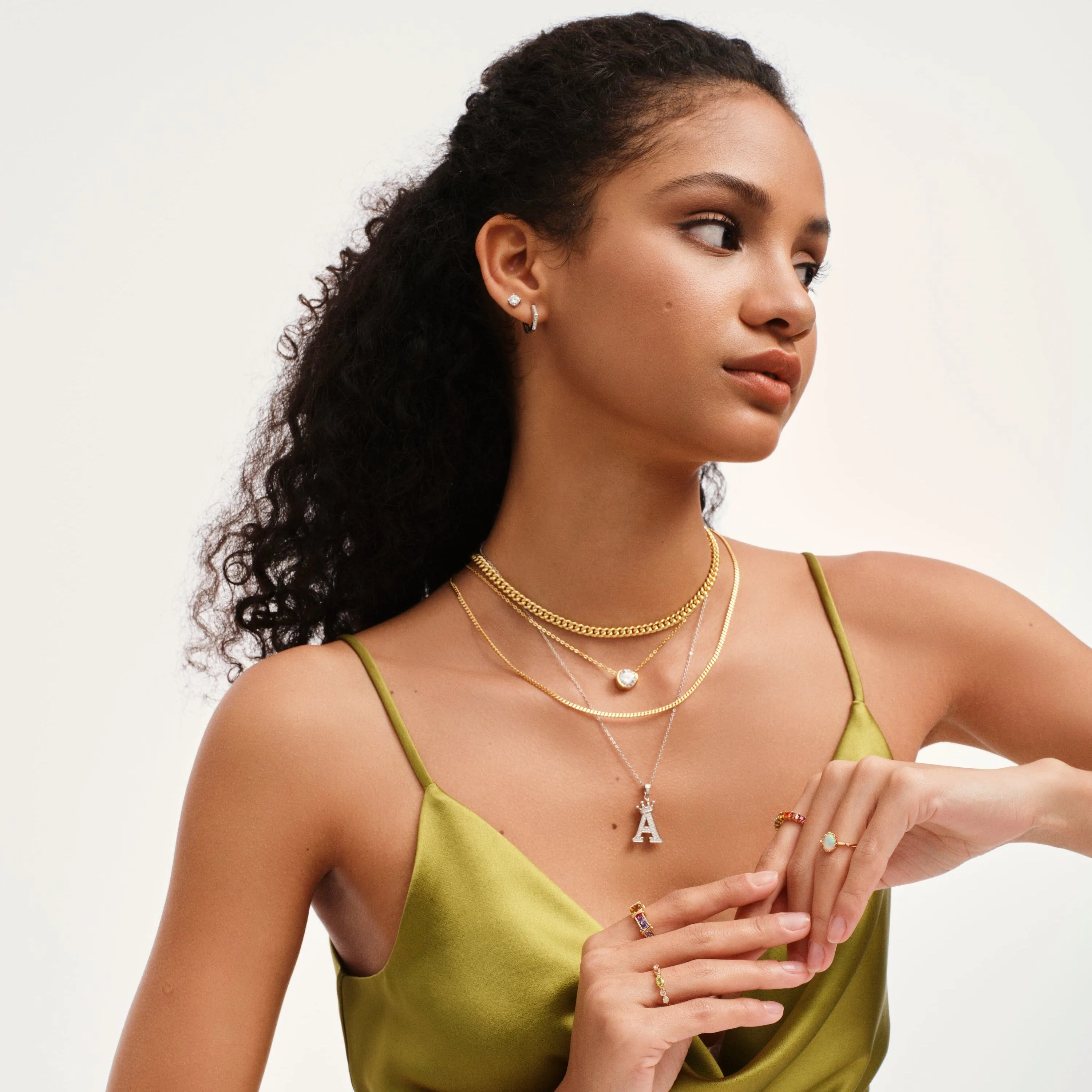 Layered Clavicle Chain Solitaire Necklace
