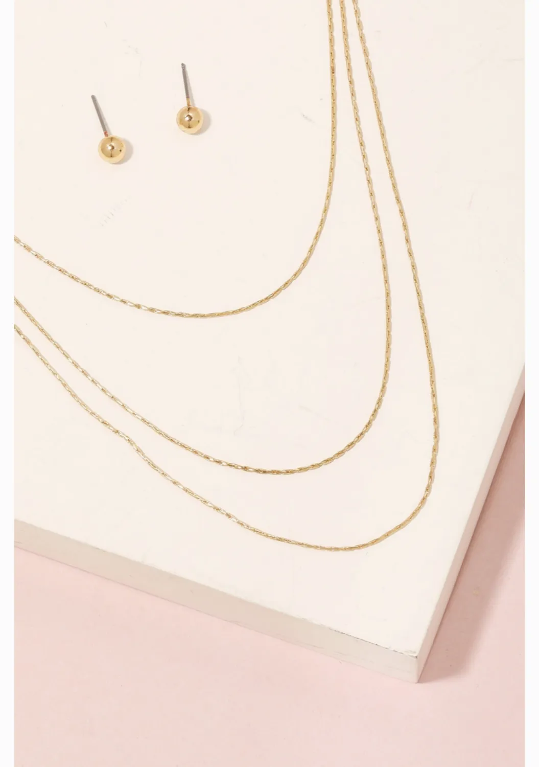 Layered Dainty Chains Necklace Set - Gold