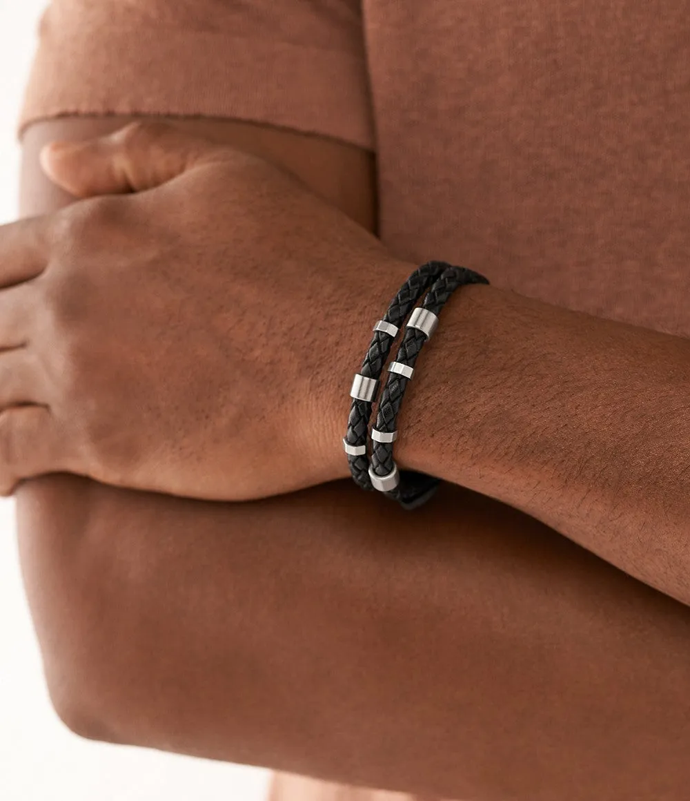 Leather Essentials Black Leather Strap Bracelet