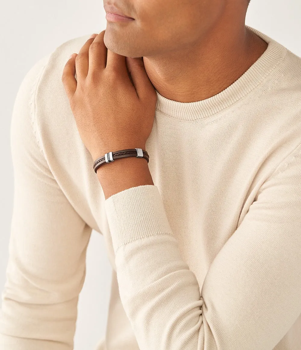 Leather Essentials Brown Leather Strap Bracelet