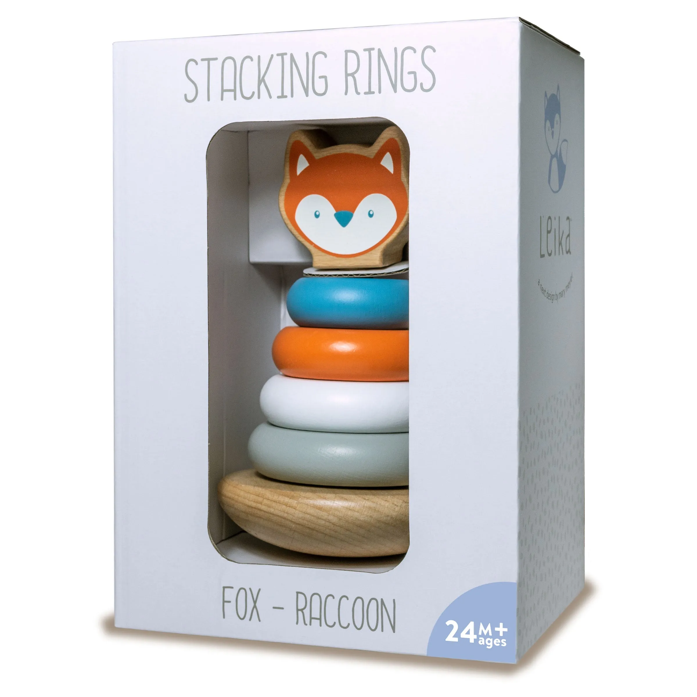 Leika Wooden Stacking Rings-Raccoon