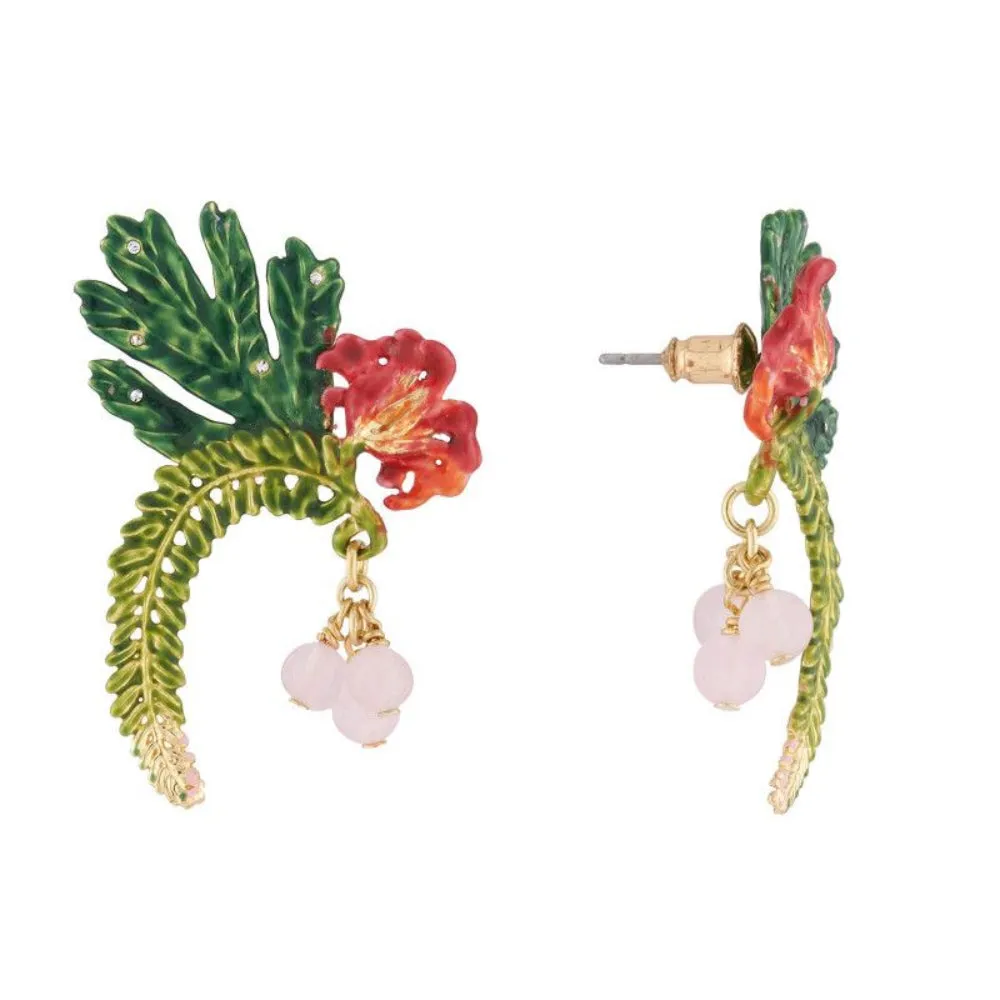 Les Nereides,Coco Plums, Passion Flower And Tropical Leaves Stud Earrings,One Size