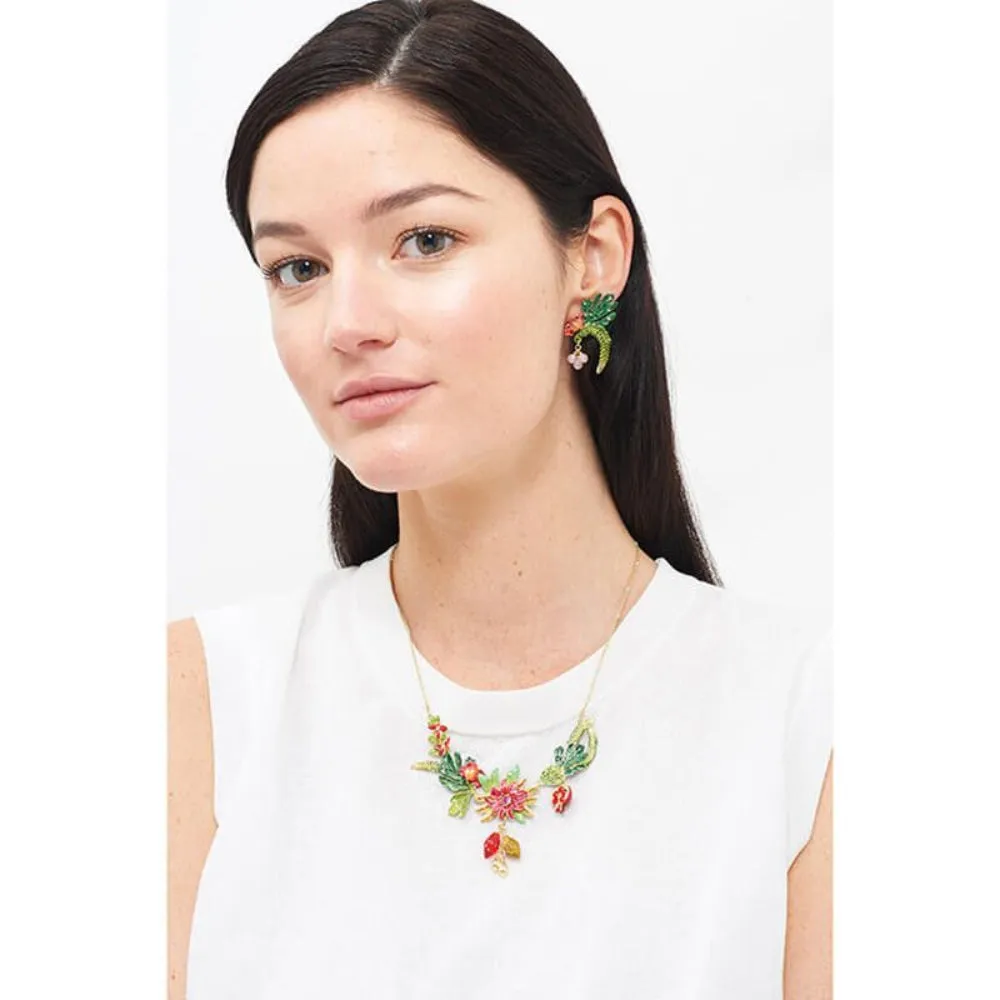 Les Nereides,Coco Plums, Passion Flower And Tropical Leaves Stud Earrings,One Size