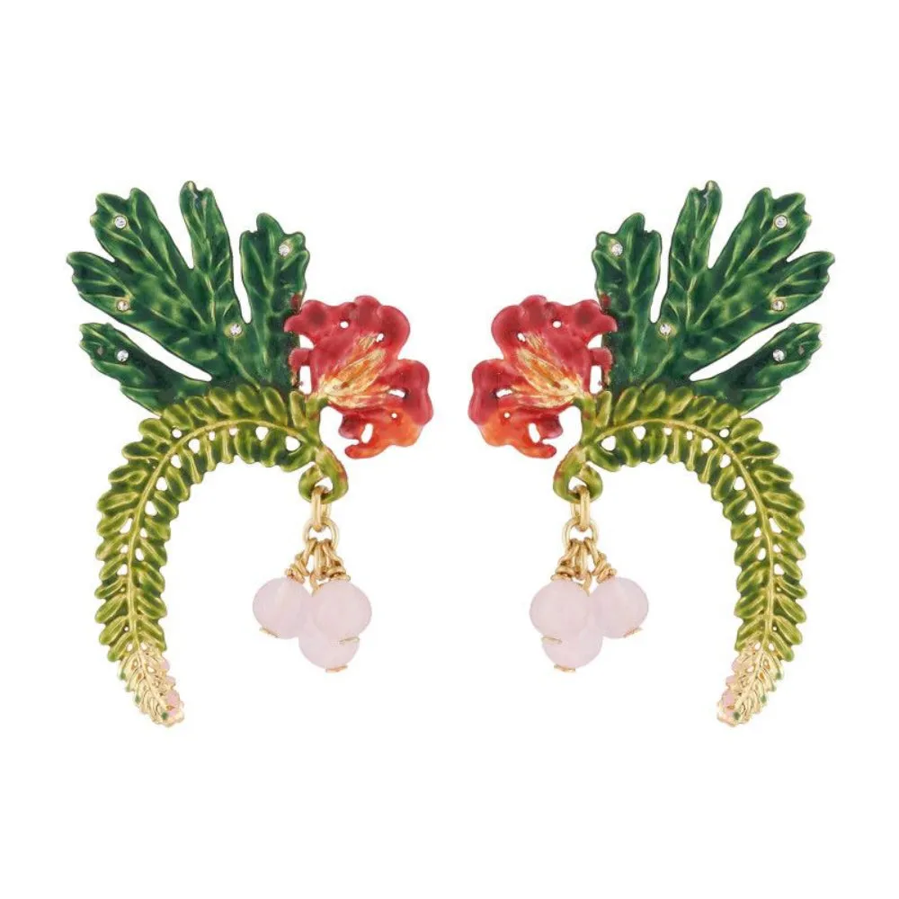 Les Nereides,Coco Plums, Passion Flower And Tropical Leaves Stud Earrings,One Size