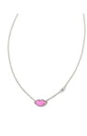 LIPS PENDANT NECKLACE SILVER HOT PINK MOTHER OF PEARL