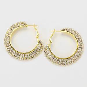 Little Girls Crystal Hoop Earrings on Gold | 1.75" | 155610