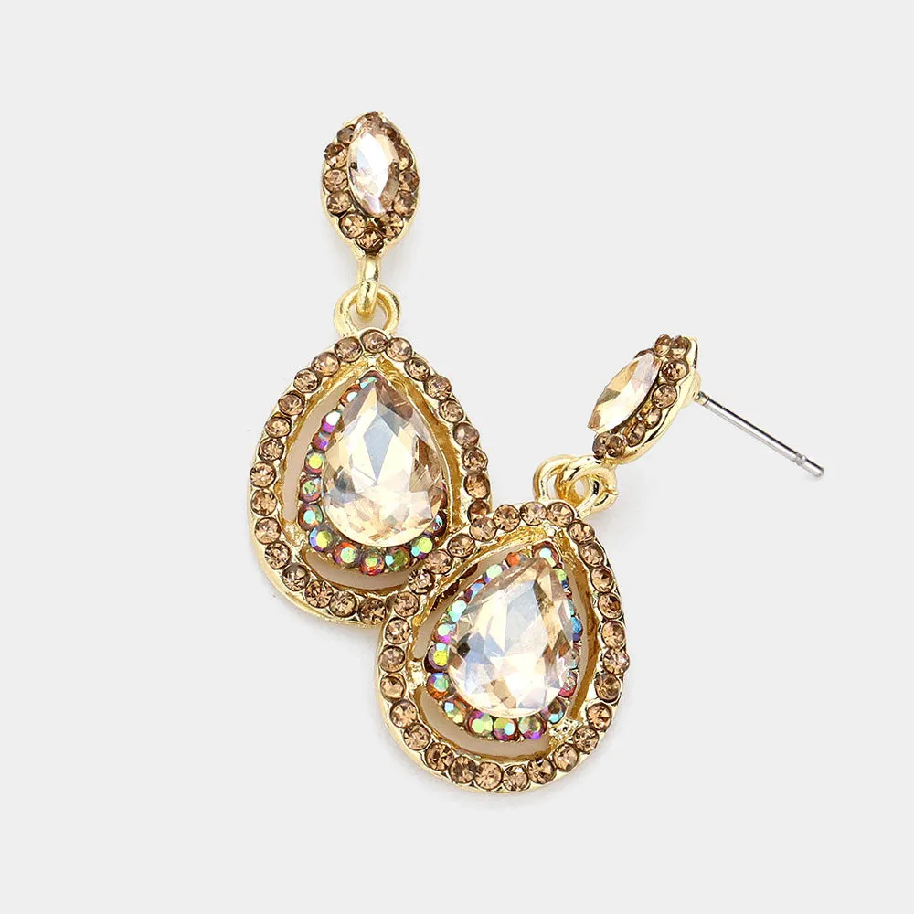 Little Girls Light Topaz Crystal Pageant Earrings | 346098