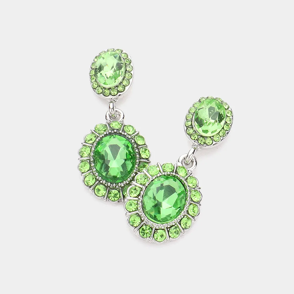 Little Girls Peridot Crystal Round Drop Earrings  | 632182