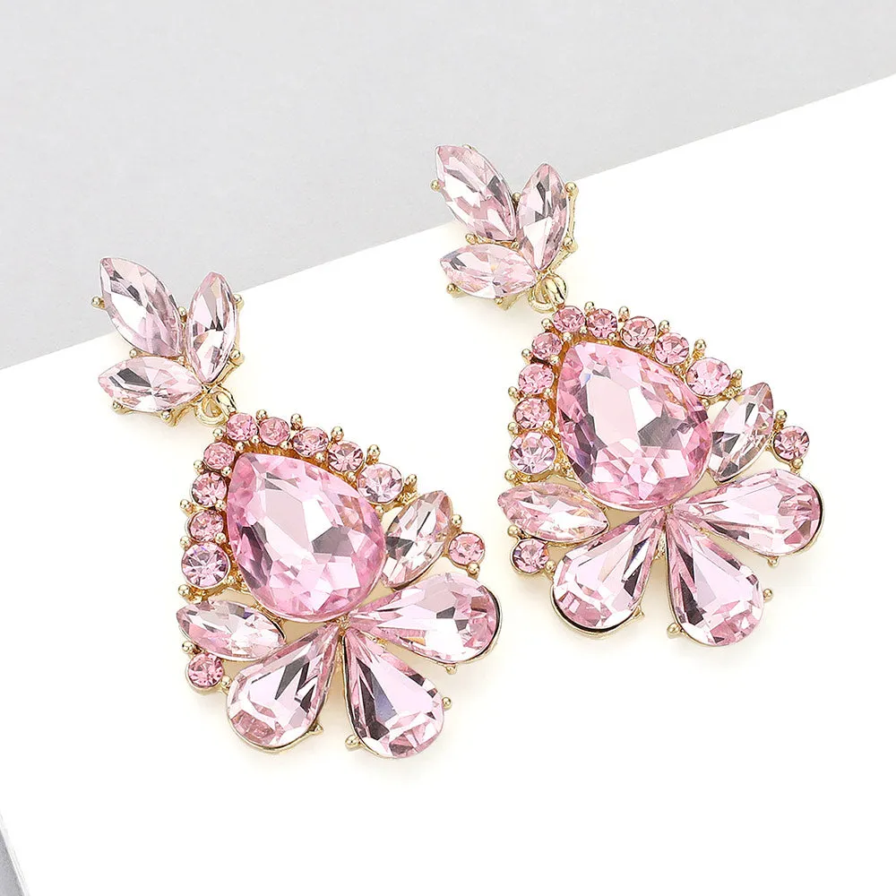 Little Girls Pink Crystal Pageant Earrings | 346169