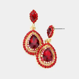 Little Girls Red Crystal Pageant Earrings | 284606