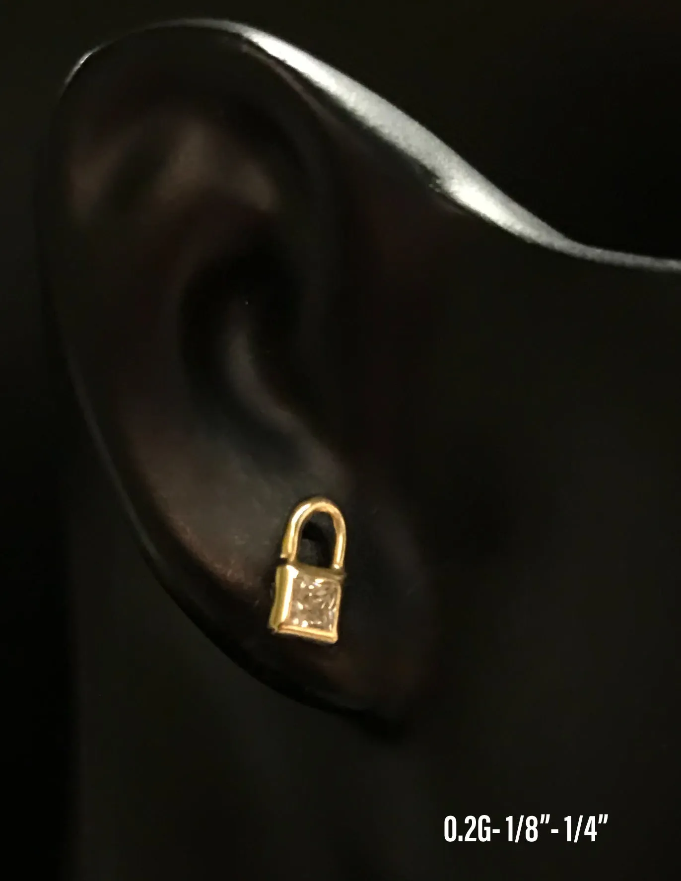 Little Lock with stones earrings 10K solid gold