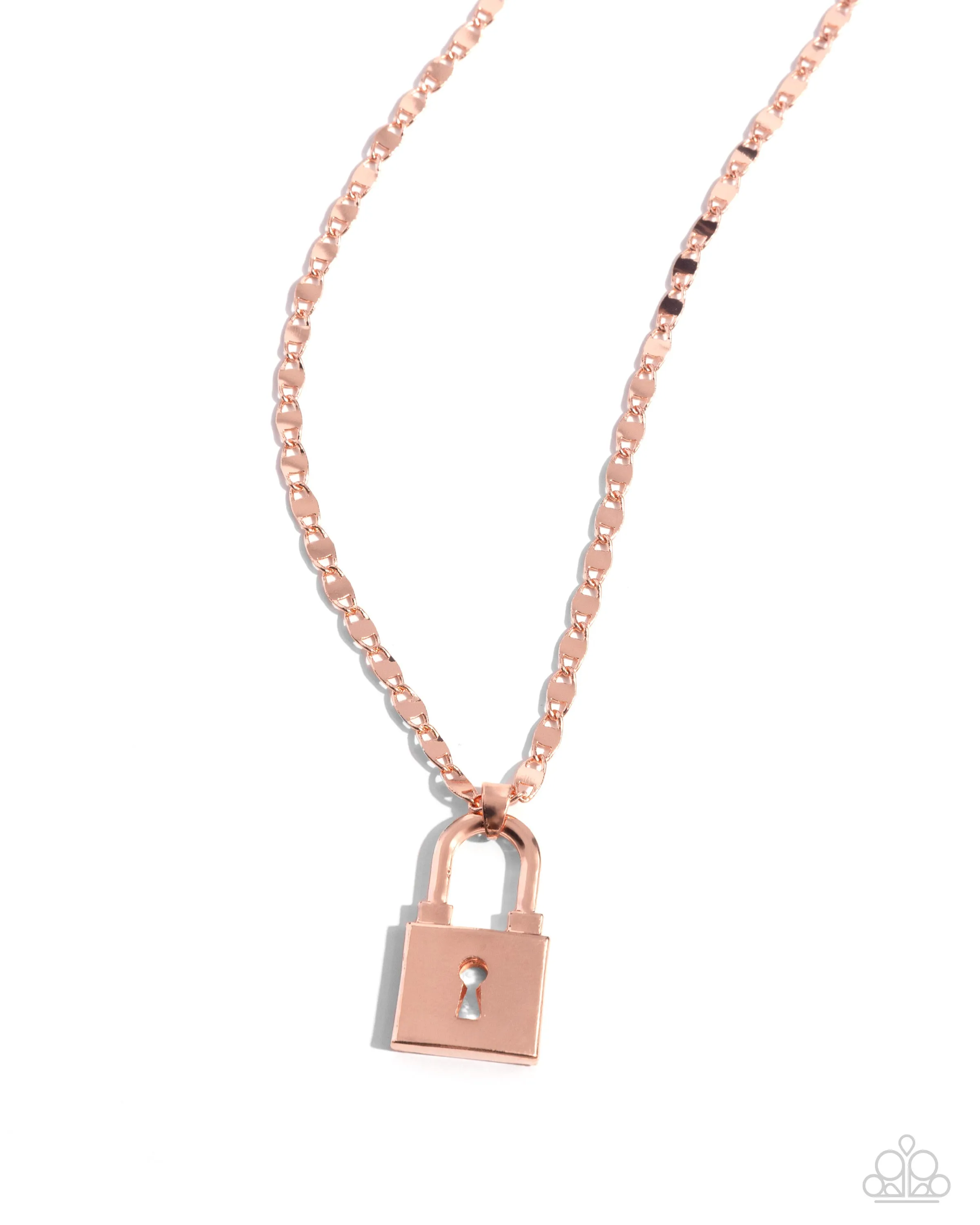 Locked Lesson - Copper - Padlock Pendant Paparazzi Short Necklace