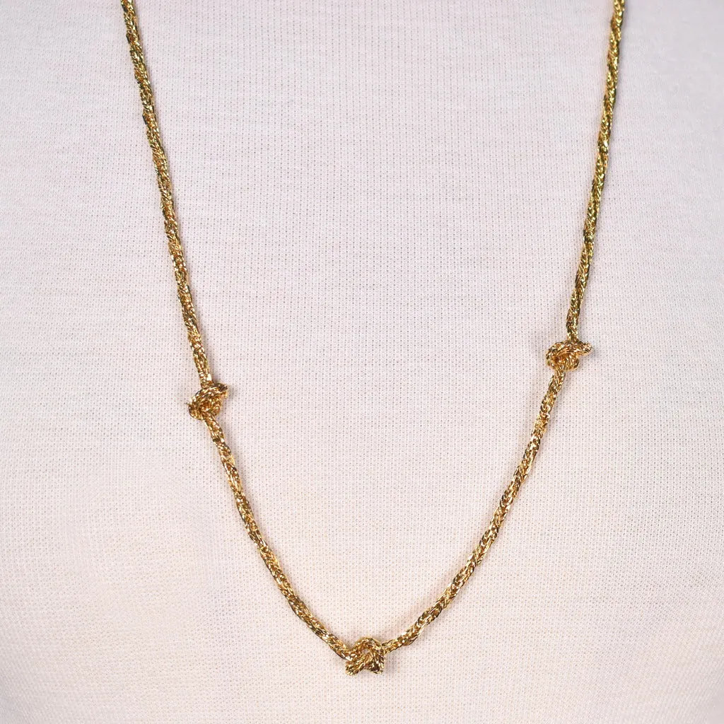 Long Shiny Gold Knotted Necklace